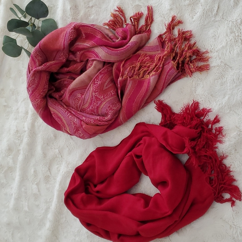 Scarf Set - Red + Pink
